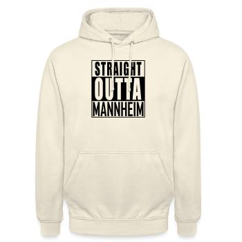 straight outta mannheim - Unisex Hoodie - Vanille-Milchshake - Vorne - Alina (178cm) & Michal (187cm)