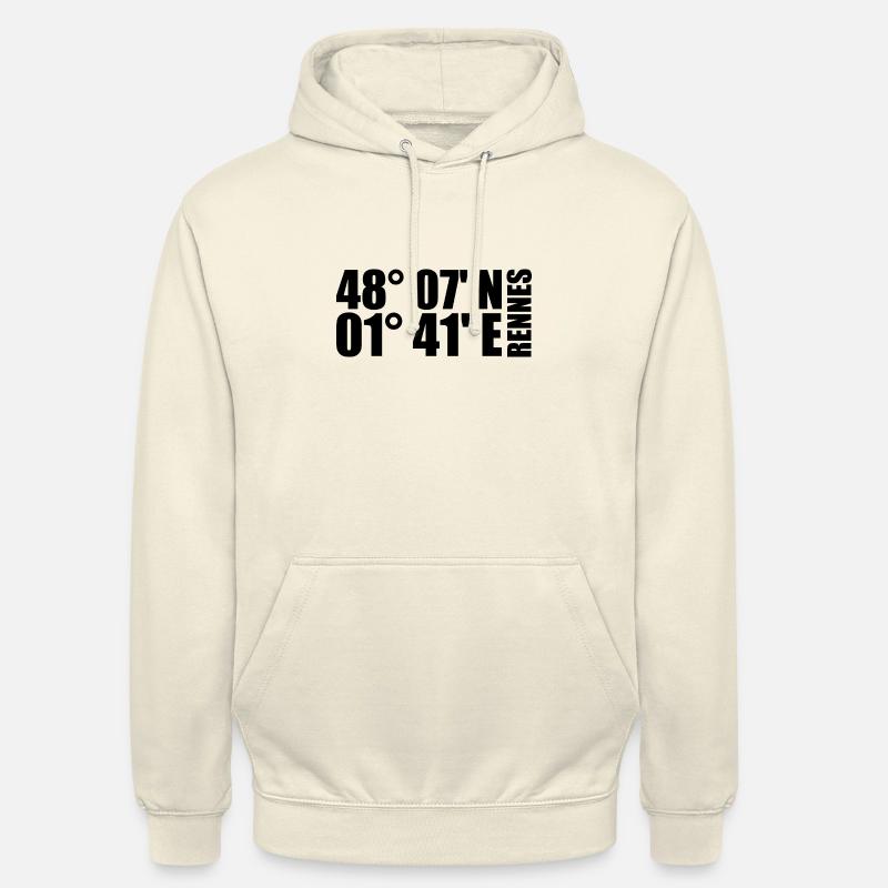 Coordonnées de Rennes - Sweat-shirt à capuche unisexe - vanille