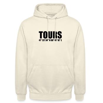Tours Koordinaten - Unisex Hoodie - Vanille-Milchshake - Vorne - Alina (178cm) & Michal (187cm)
