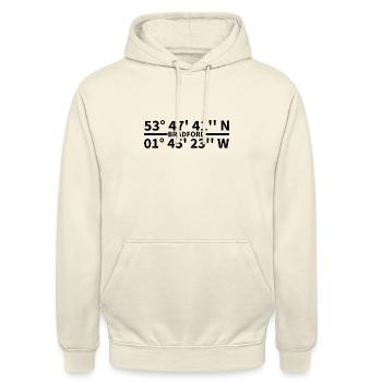Bradford Koordinaten - Unisex Hoodie - Vanille-Milchshake - Vorne - Alina (178cm) & Michal (187cm)