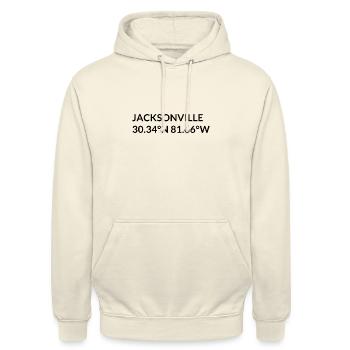 Jacksonville Florida USA Koordinaten - Unisex Hoodie - Vanille-Milchshake - Vorne - Alina (178cm) & Michal (187cm)