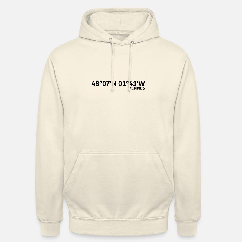 Coordonnées de Rennes - Sweat-shirt à capuche unisexe - vanille