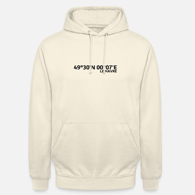 Coordonnées du Havre - Sweat-shirt à capuche unisexe - vanille