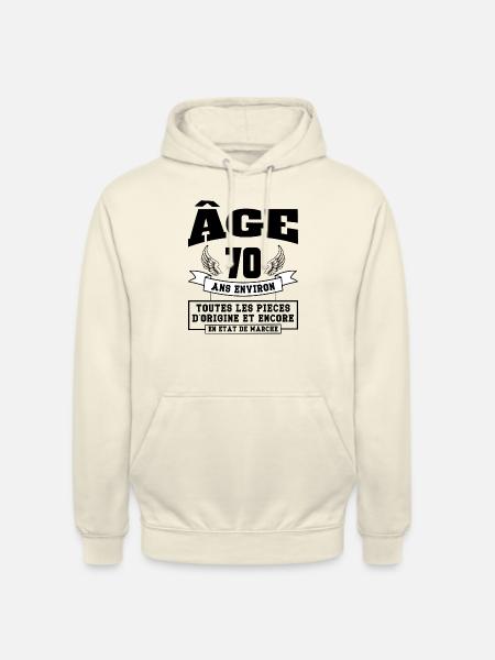 âge 70 ans environ - Sweat-shirt à capuche unisexe - vanille