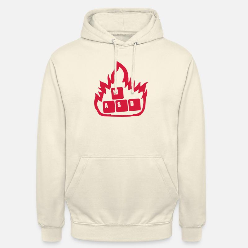Flame Nerd Computer WASD - Sweat-shirt à capuche unisexe - vanille