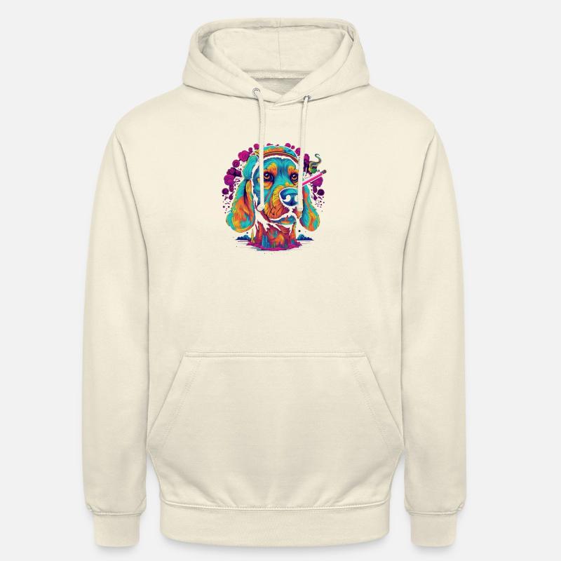 psychedelic DOG 2 - Sweat-shirt à capuche unisexe - vanille