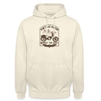 Vintage Racer Respect the craft - Unisex Hoodie - Vanille-Milchshake - Vorne - Alina (178cm) & Michal (187cm)