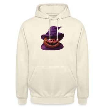 Wicked Hat Kürbis mit einem charmanten Lächeln 😈 - Unisex Hoodie - Vanille-Milchshake - Vorne - Alina (178cm) & Michal (187cm)