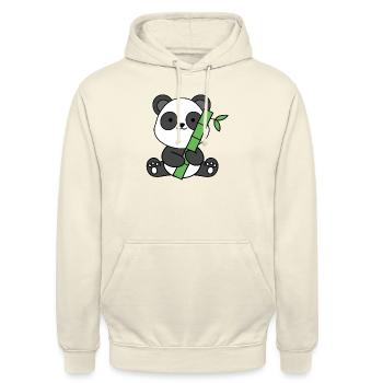 cute panda bear with bamboo - Unisex Hoodie - vanilla - Front - Alina (178cm) & Michal (187cm)