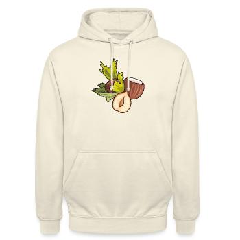 Haselnuss - Unisex Hoodie - Vanille-Milchshake - Vorne - Alina (178cm) & Michal (187cm)