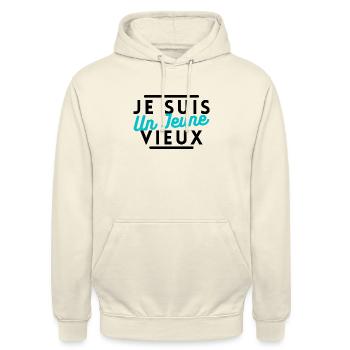 Je suis un jeune vieux - Sweat-shirt à capuche unisexe - vanille - Devant - Alina (178cm) & Michal (187cm)