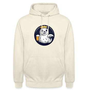 Robbe Tier Bier Comic - Unisex Hoodie - Vanille-Milchshake - Vorne - Alina (178cm) & Michal (187cm)