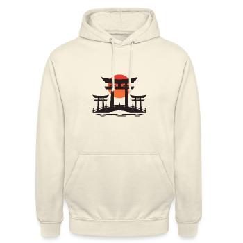 japanese Gate - Unisex Hoodie - Vanille-Milchshake - Vorne - Alina (178cm) & Michal (187cm)
