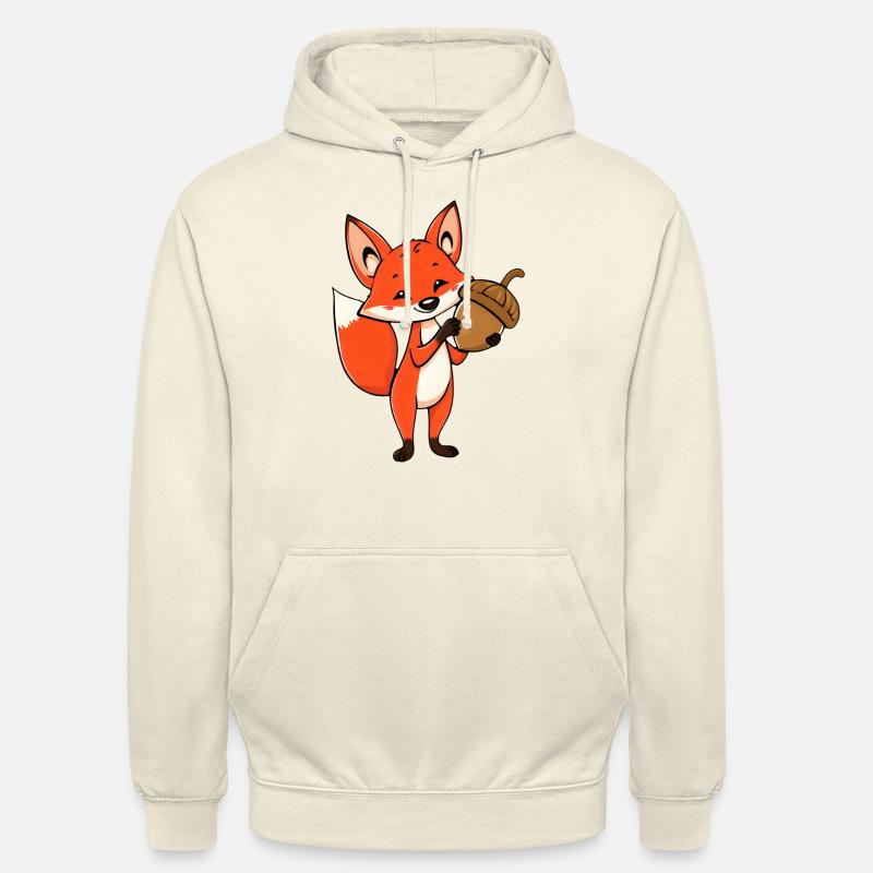 Stolzer Comic-Fuchs mit Eichel - Unisex Hoodie - Vanille-Milchshake