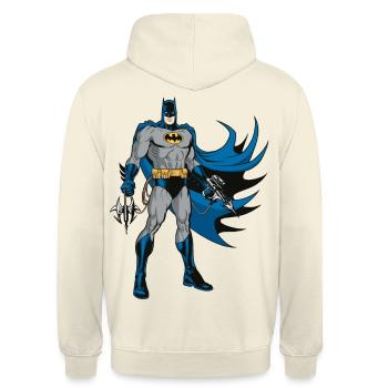 Batman Pose with Gear - Unisex Hoodie - Vanille-Milchshake - Hinten - Michal (187cm)