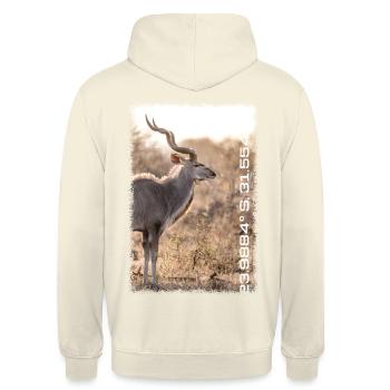 Kruger Series: Swirl - Unisex Hoodie - Vanille-Milchshake - Hinten - Michal (187cm)