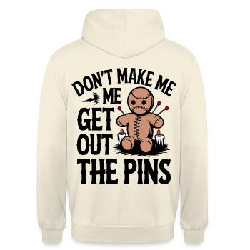 Don’t Make Me Get Out The Pins Drôle Poupée Voodoo - Sweat-shirt à capuche unisexe - vanille - Dos - Michal (187cm)