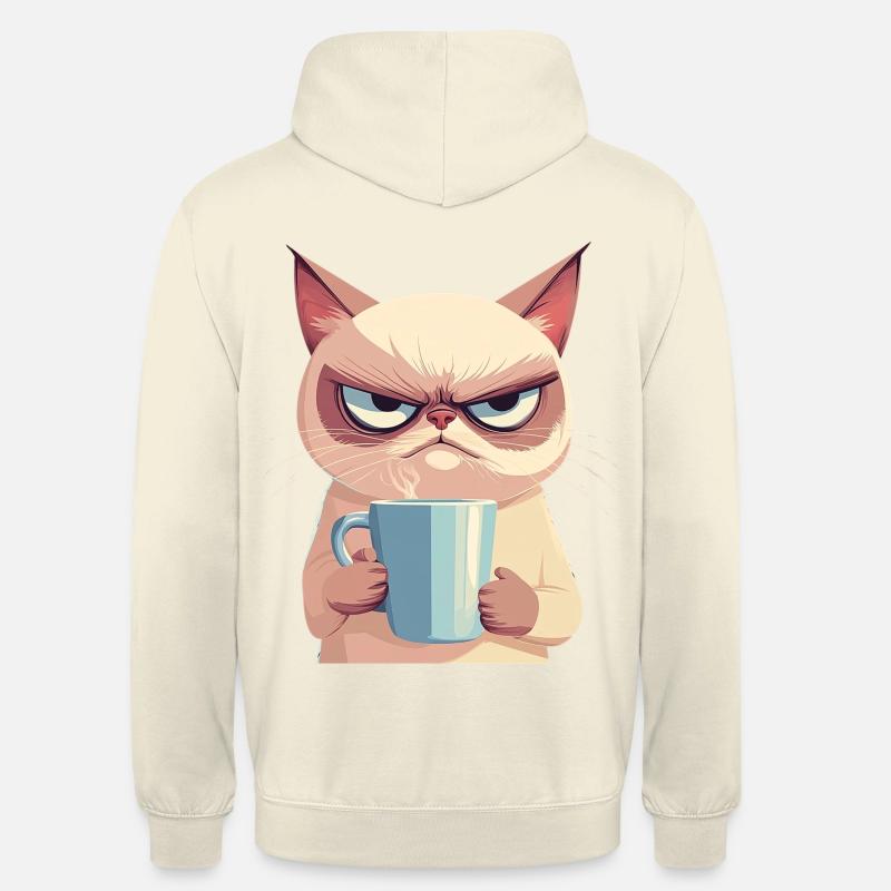 Grumpy-Stil: Grantige Katze mit Kaffee - Unisex Hoodie - Vanille-Milchshake