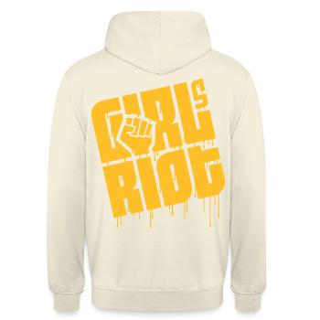 Riot Girls Paint - Unisex Hoodie - Vanille-Milchshake - Hinten - Michal (187cm)