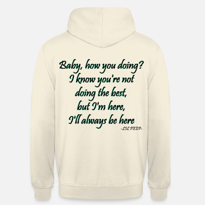 Lil Peep - Right Here sanoitukset - Luvtröja unisex - vaniljmilkshake