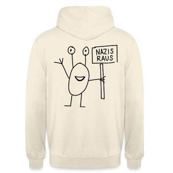 Nazis raus - Unisex Hoodie - Vanille-Milchshake - Hinten - Michal (187cm)