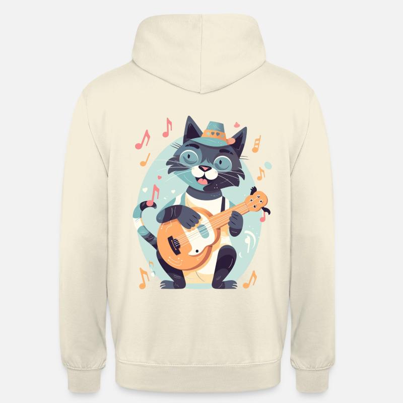 Cute cat with guitar - Unisex Hoodie - vanilla