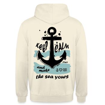 Sea Keep calm - Unisex Hoodie - Vanille-Milchshake - Hinten - Michal (187cm)