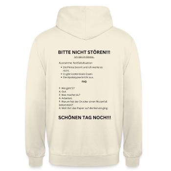 Bitte nicht stören, ich bin im Stress! - Unisex Hoodie - Vanille-Milchshake - Hinten - Michal (187cm)
