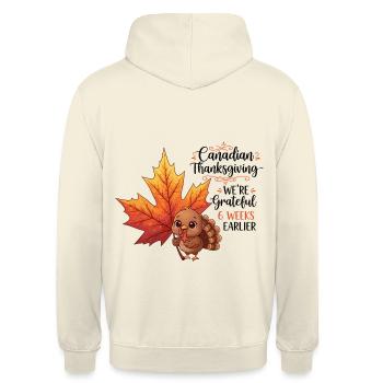 Grateful Canadian - Unisex Hoodie - Vanille-Milchshake - Hinten - Michal (187cm)