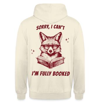 Fuchs Retro Fully Booked Lesen Vintage - Unisex Hoodie - Vanille-Milchshake - Hinten - Michal (187cm)
