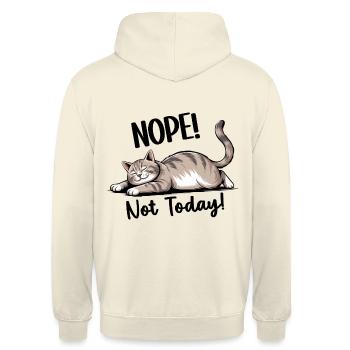 Nope! Not today! Katze faul im Büro. frech lustig - Unisex Hoodie - Vanille-Milchshake - Hinten - Michal (187cm)