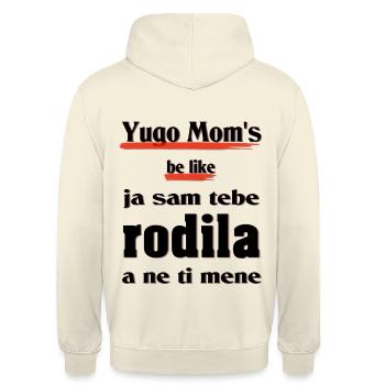 yogo moms - Unisex Hoodie - Vanille-Milchshake - Hinten - Michal (187cm)