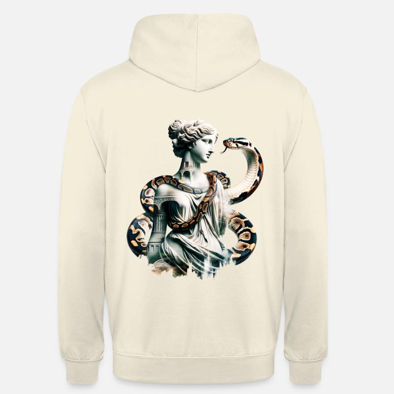 Aphrodite and Snake with Double Exposure Effect - Unisex Hoodie - vanilla