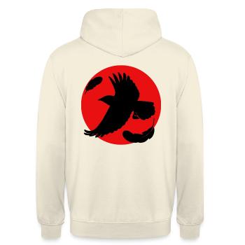 Corbeau sur fond rouge - Sweat-shirt à capuche unisexe - vanille - Dos - Michal (187cm)