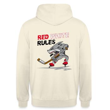 Red White Rules - Hokey - Unisex Hoodie - Vanille-Milchshake - Hinten - Michal (187cm)