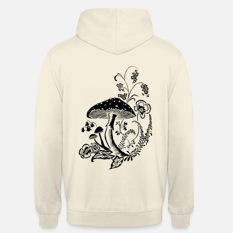 Champignon entrelacé de fleurs - Sweat-shirt à capuche unisexe - vanille