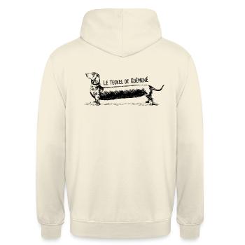 Teckel de Guémené en Bretagne - Sweat-shirt à capuche unisexe - vanille - Dos - Michal (187cm)