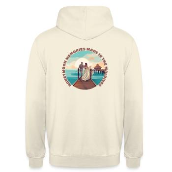 Flitterwochen-Erinnerungen auf den Malediven. - Unisex Hoodie - Vanille-Milchshake - Hinten - Michal (187cm)