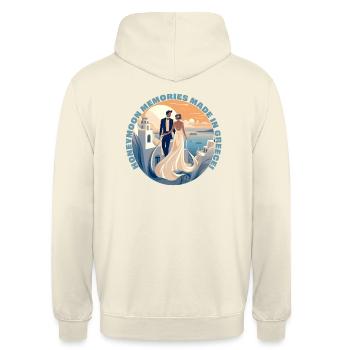 Flitterwochen-Erinnerungen aus Griechenland. - Unisex Hoodie - Vanille-Milchshake - Hinten - Michal (187cm)