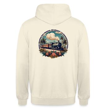Choo-chooing into forever. Honeymoon train - Unisex Hoodie - vanilla - Back - Michal (187cm)
