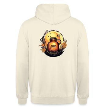 Wir haben den Honig in die Flitterwochen gelegt. - Unisex Hoodie - Vanille-Milchshake - Hinten - Michal (187cm)