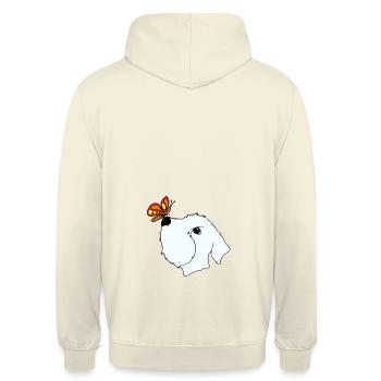Sealy und Schmetterling - Unisex Hoodie - Vanille-Milchshake - Hinten - Michal (187cm)