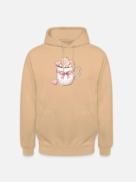 Herzcreme-Tasse - Unisex Hoodie - Pfirsich