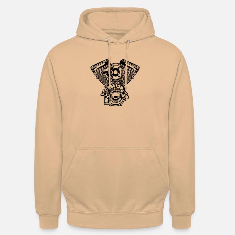 Motorcycle Engine / Engine 01_black - Unisex Hoodie - peach