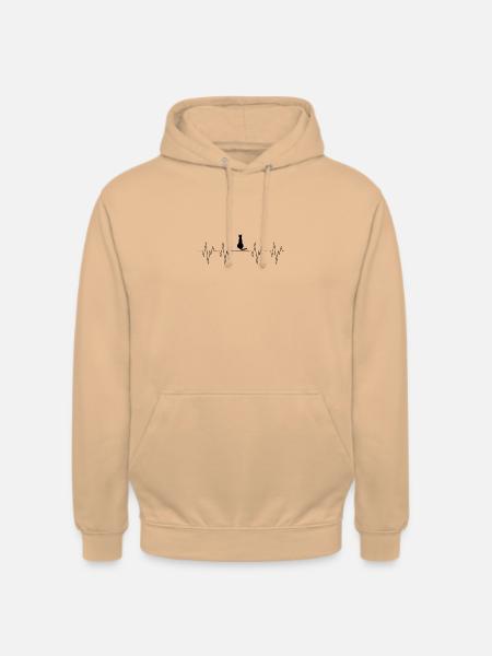 Cat Cat Heartbeat Heartbeat Animals Love Love - Unisex Hoodie - peach