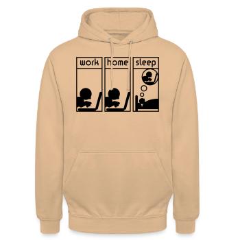 Computerfreak (work - home - sleep) - Unisex Hoodie - Pfirsich - Vorne - Alina (178cm) & Michal (187cm)