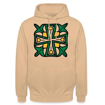 Croix celtique - Sweat-shirt à capuche unisexe - pêche - Devant - Alina (178cm) & Michal (187cm)