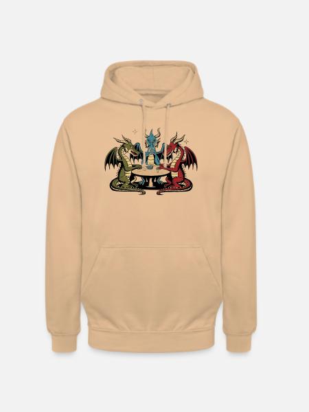Dragons playing cards - Unisex Hoodie - peach