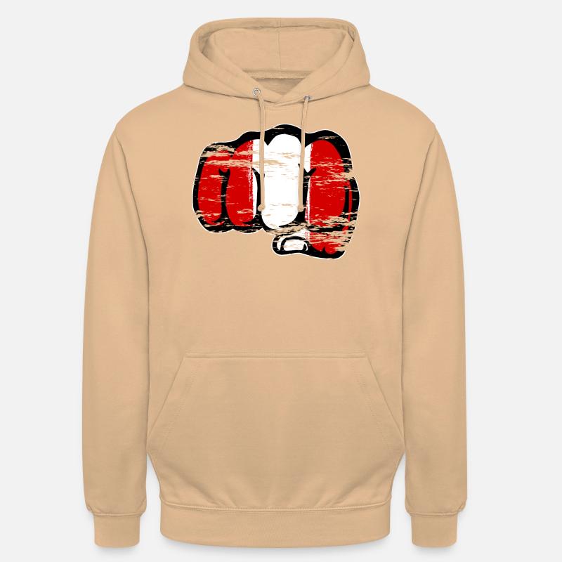 Pérou drapeau poing à la main utilisé - Sweat-shirt à capuche unisexe - pêche