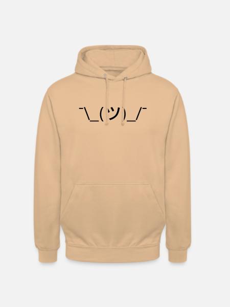 Shrug Emoticon ¯\_(ツ)_/¯ Japanese Kaomoji - Unisex Hoodie - peach